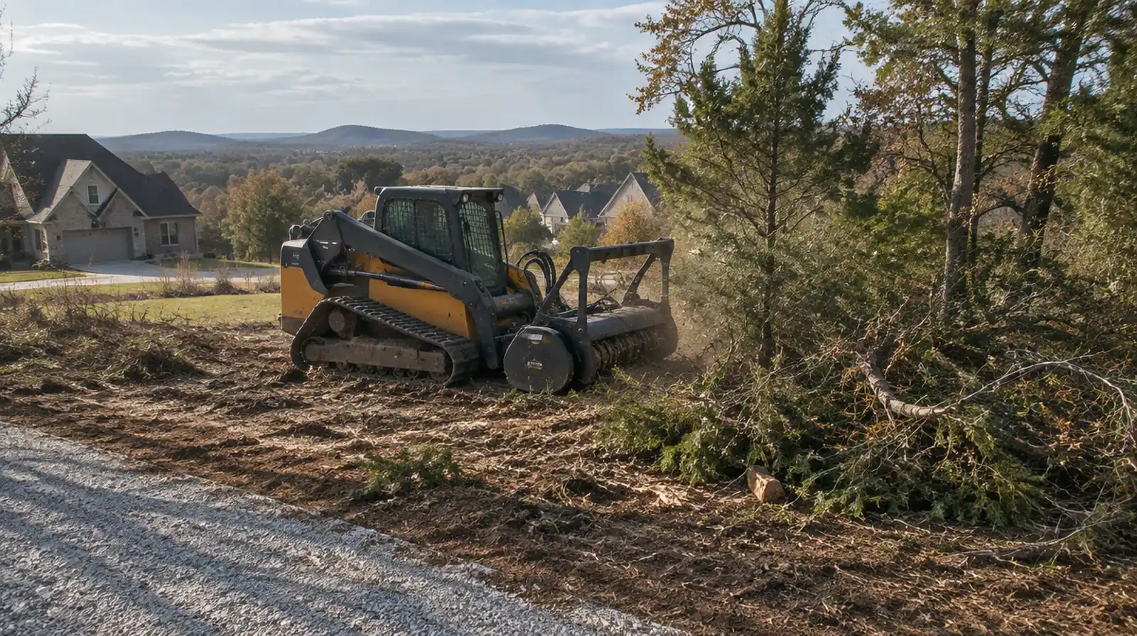Land clearing with a forestry mulcher in Bentonville, AR
